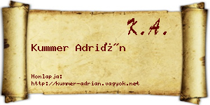 Kummer Adrián névjegykártya